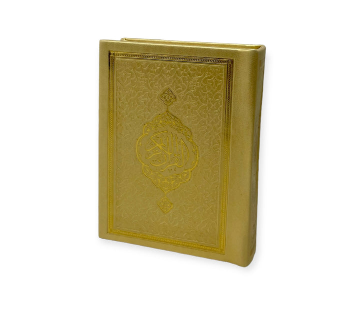 Pocket Size Full Quran With Hard Leather Cover Othmanic Script 11X8cm Gold-theislamicshop.com
