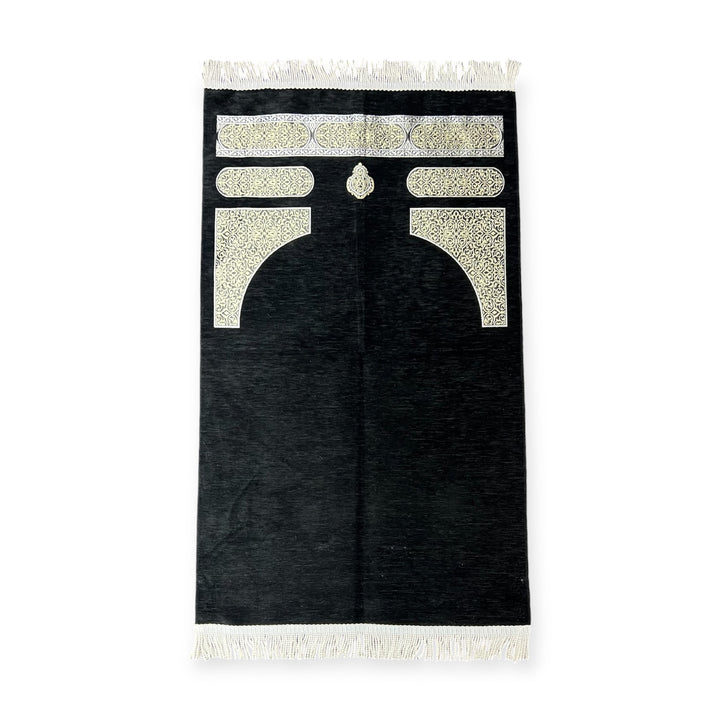 Chenille Kaaba design prayer mat Jaynamaz salah prayer rug Turkish-TheIslamicshop.com