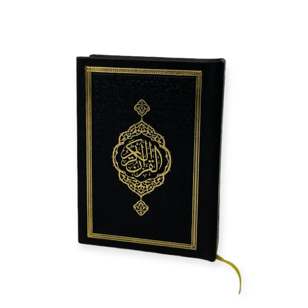 Pocket Size Full Quran With Hard Leather Cover Othmanic Script 11X8cm Black-theislamicshop.com