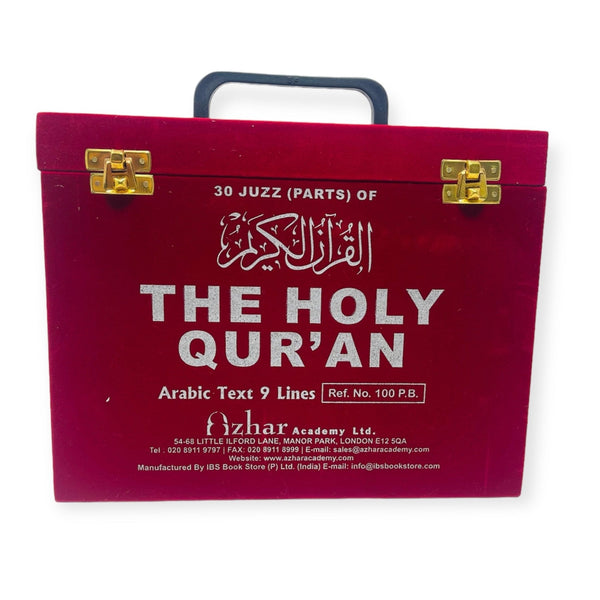 30 Parts Of The Holy Quran In Velvet Coated Box Red-theislamicshop.com