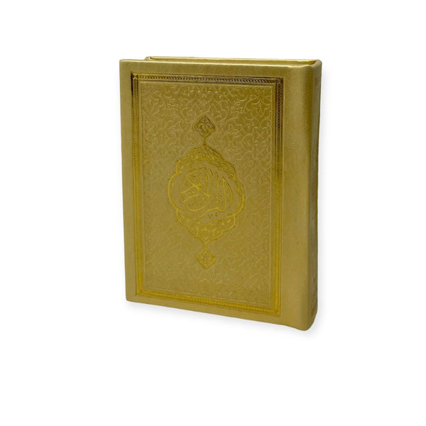 Pocket Size Full Quran With Hard Leather Cover Othmanic Script 11X8cm Gold-theislamicshop.com