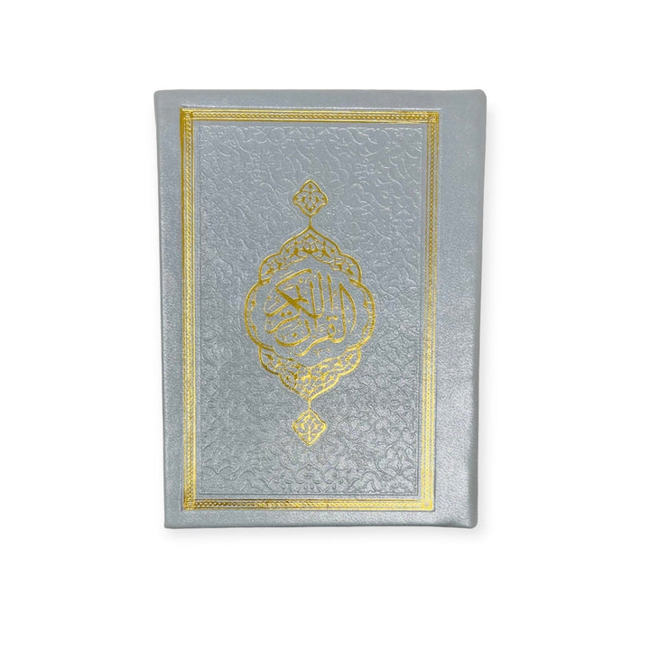 Pocket Size Full Quran With Hard Leather Cover Othmanic Script 11X8cm Grey-theislamicshop.com