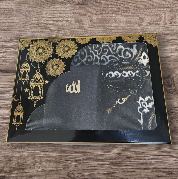 Islamic Gift Set - Prayer Mat & Tesbih In Taffeta Gift Bag - Gray - Foto 5