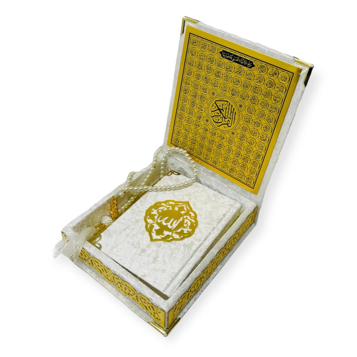 A Beautiful Quran or Tasbeeh with gift box Silver-theislamicshop.com