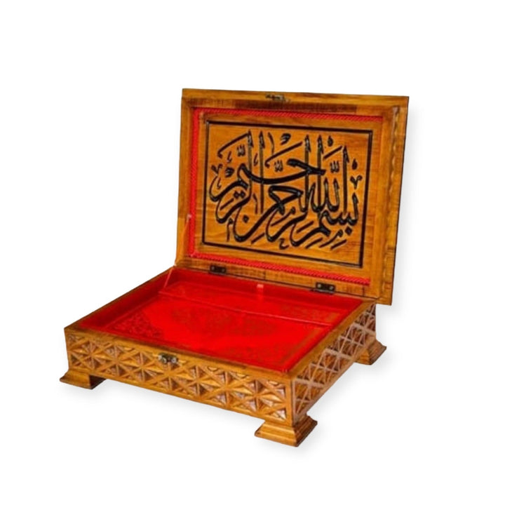 Quran Box red pine wooden TS 032-C-theislamicshop.com