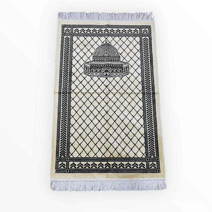 Masjid Aqsa design chenille  prayer mat Good Quality Blue-TheIslamicshop.com