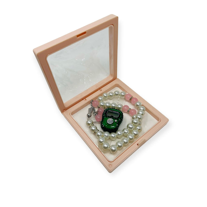Islamic Tasbih Beads 99 and Digtal Counter Gift Set Peach-theislamicshop.com