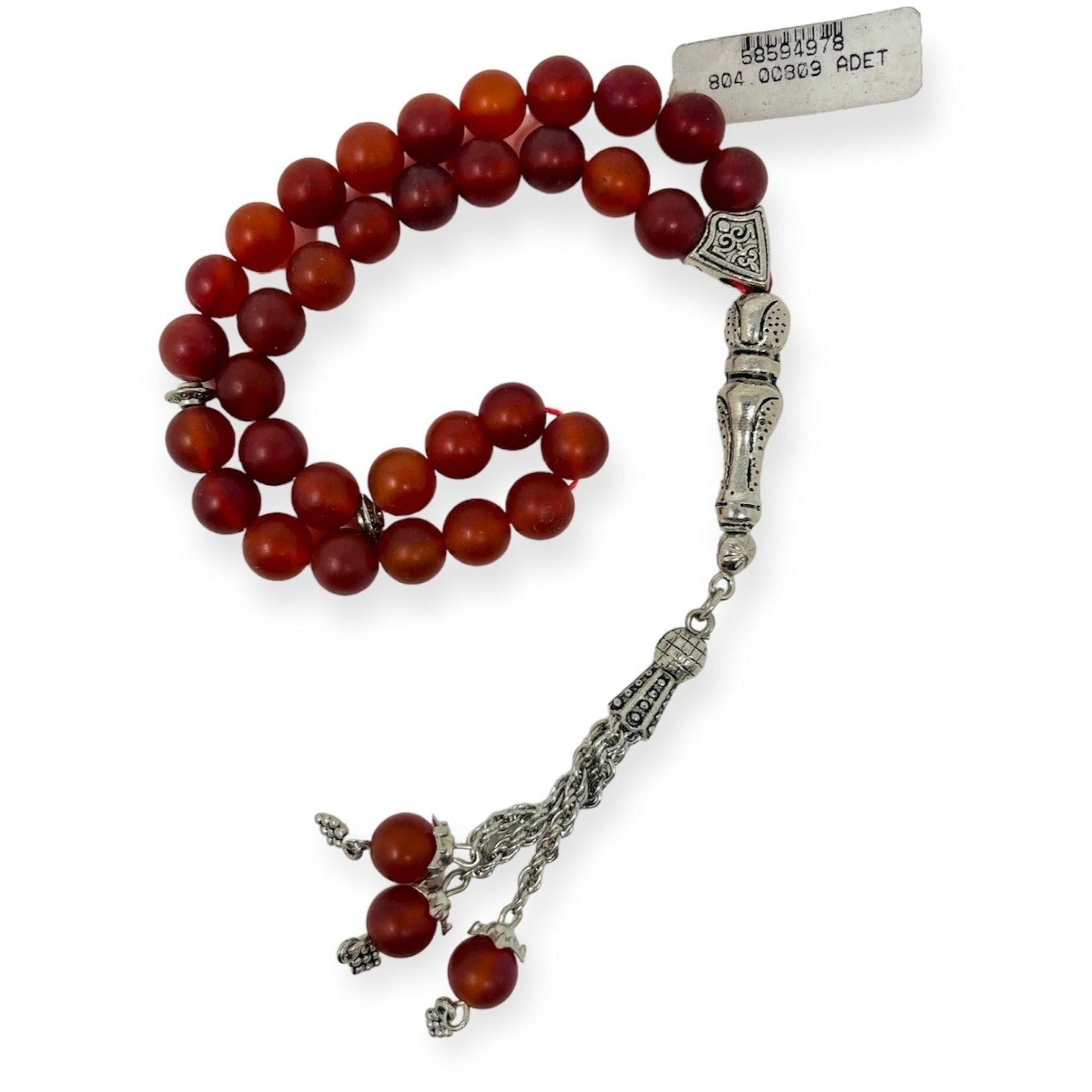 Agate Aqeeq Islamic Prayer Beads, Natural Stone, 33 Beads, Tasbih ...