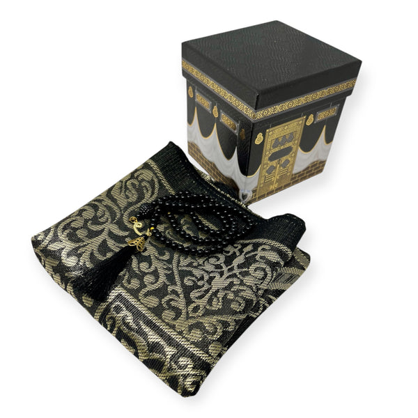 Kaba design box comes with Prayer mat and Tasbeeh