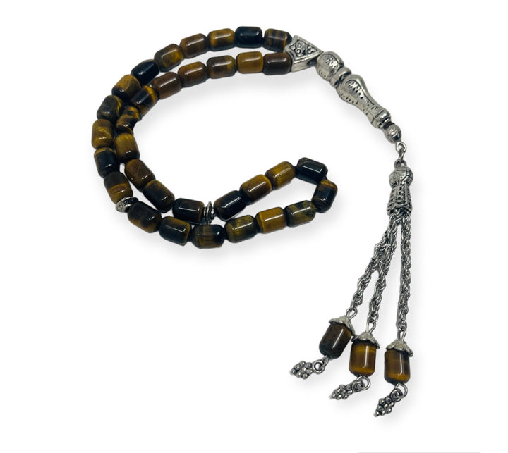 Natural Tiger's eye stone 33 Tasbih Muslim Bracelets Prayer Beads-Theislamicshop.com