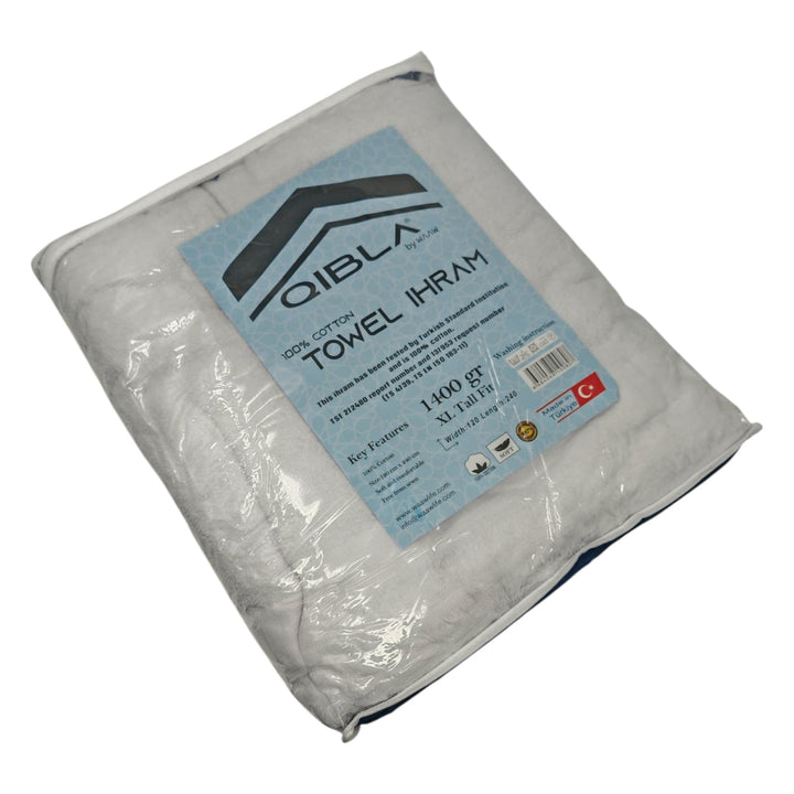 Tall Fit XL 1400gr Premium quality Qibla Ihram for Hajj and Umrah 120cmX240cm-theislamicshop.com