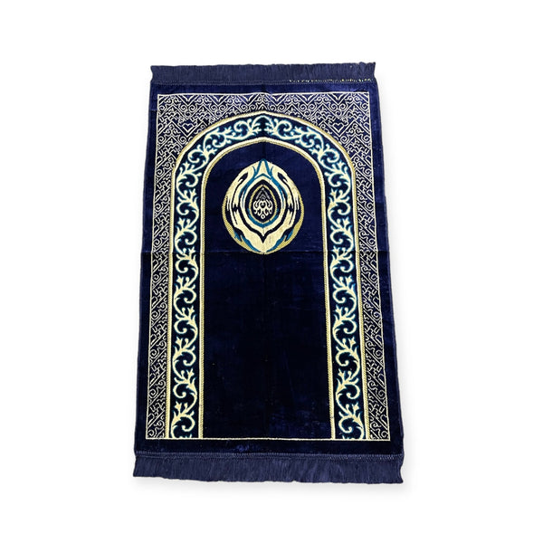 Hijre Aswad Design jaynamaz salah prayer rug Turklish prayer mat Navy-TheIslamicshop.com