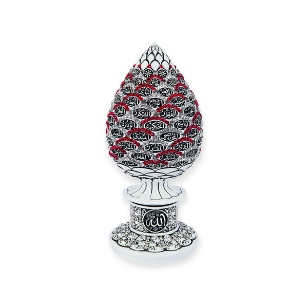 Islamic Table Decor White pine cone with Red stones - 99 Names of Allah Alif collection BB-0930-1675