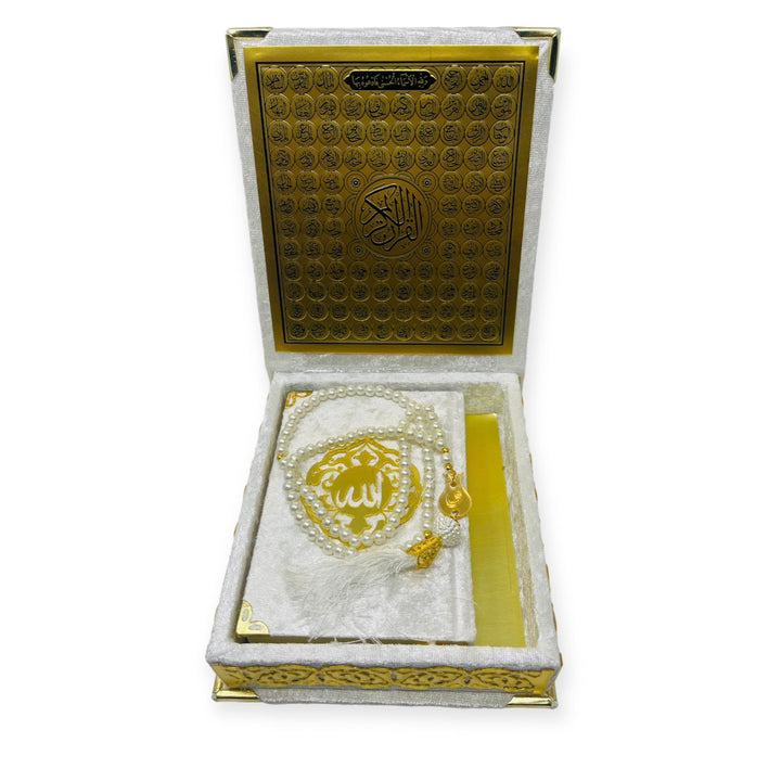 A Beautiful Quran or Tasbeeh with gift box Silver-theislamicshop.com