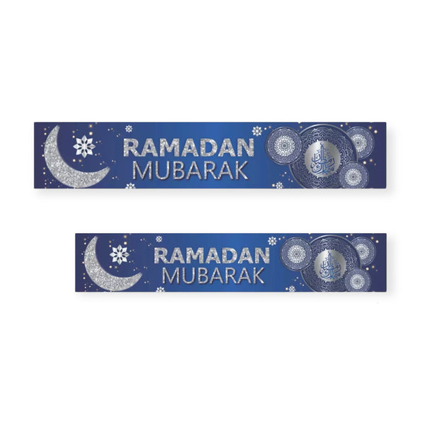 Blue Ramadan Mubarak Pack 2 Banners With Balloons  Decorate And Celebrate-theislamicshop.com