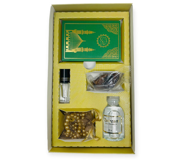 Islamic Gift Box Tasbeeh, Zamzam Water, Attar, Dates &Yaseen books-Theislamicshop.com