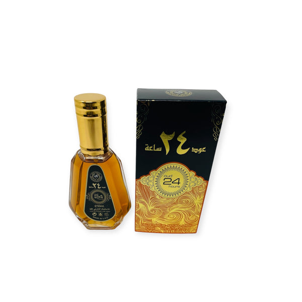 Oud 24 hours 50ML Arabian Perfume Spray Lemon Fruity Chocolate Vanilla Agar woody Musk Amber by Ard al Zaafaran
