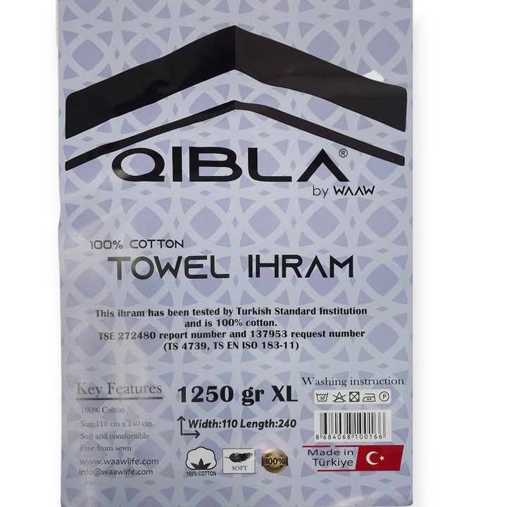 1250gr XL Premium quality Qibla Ihram for Hajj and Umrah 2pcs 110cmX240cm-theislamicshop.com