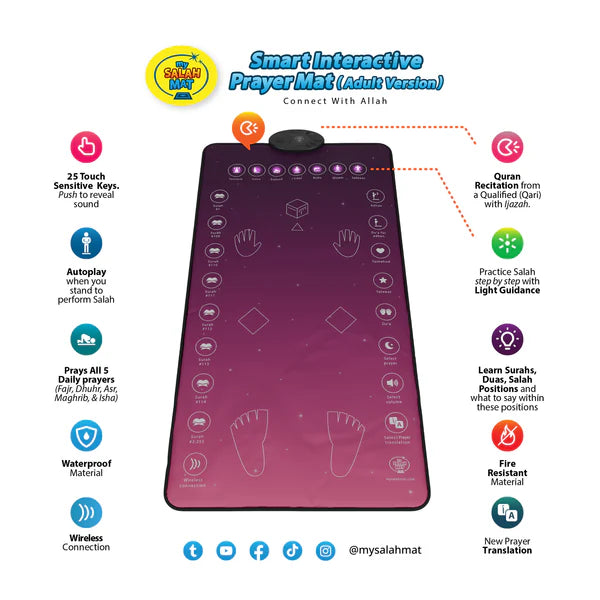 Smart Interactive Adult/Revert Prayer Mat – Rahma Version with touch-sensitive sensors.