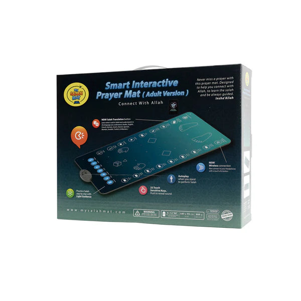 Light guidance system on interactive mat showing correct prayer positions.