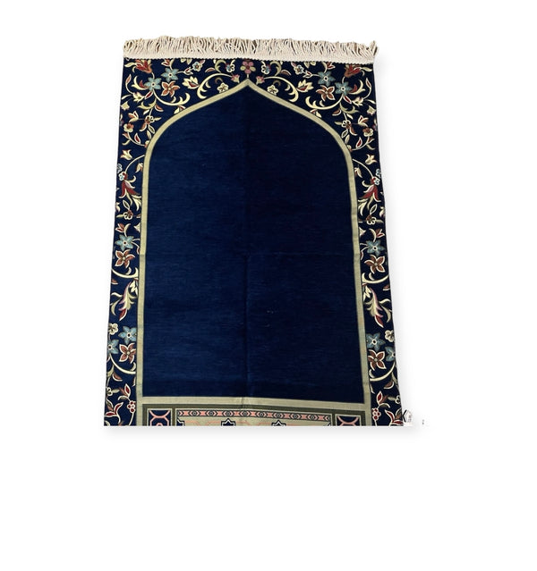 Masjid Nabawi design chenille  prayer mat Good Quality Blue