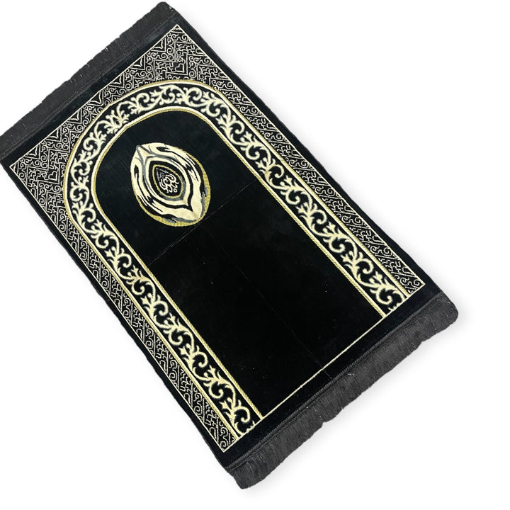 Hijre Aswad Design jaynamaz salah prayer rug Turklish prayer mat Black-TheIslamicshop.com