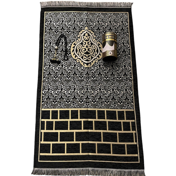 Beautiful Prayer mats Tasbeeh With Box Black-TheIslamicshop.com