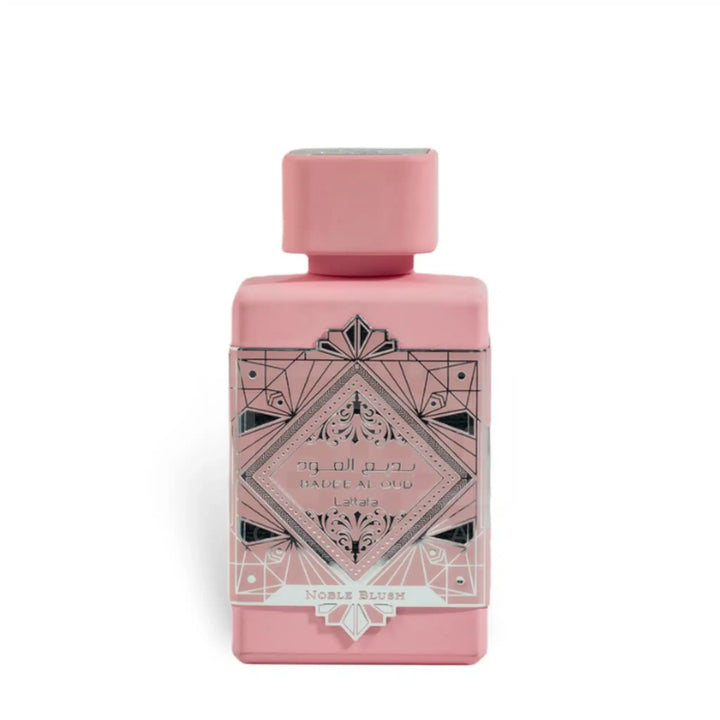 Lattafa Badee Al Oud Noble Blush Eau de Parfum 100ml – pink perfume bottle, sweet floral gourmand fragrance