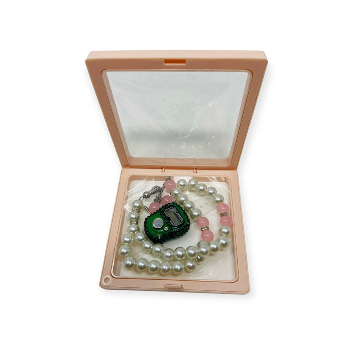 Islamic Tasbih Beads 99 and Digtal Counter Gift Set Peach-theislamicshop.com