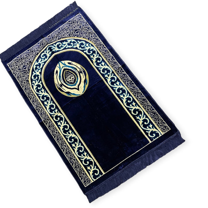 Hijre Aswad Design jaynamaz salah prayer rug Turklish prayer mat Navy-TheIslamicshop.com