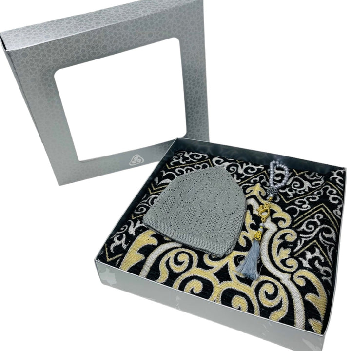Gift Box With Prayer mat, Tasbeeh & Prayer Hat-theislamicshop.com