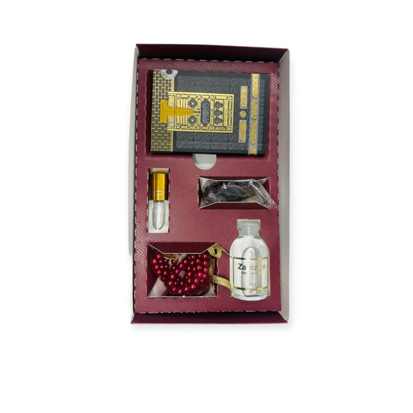 Islamic Gift Box Tasbeeh, Zamzam Water, Attar, Dates &Yaseen books Red