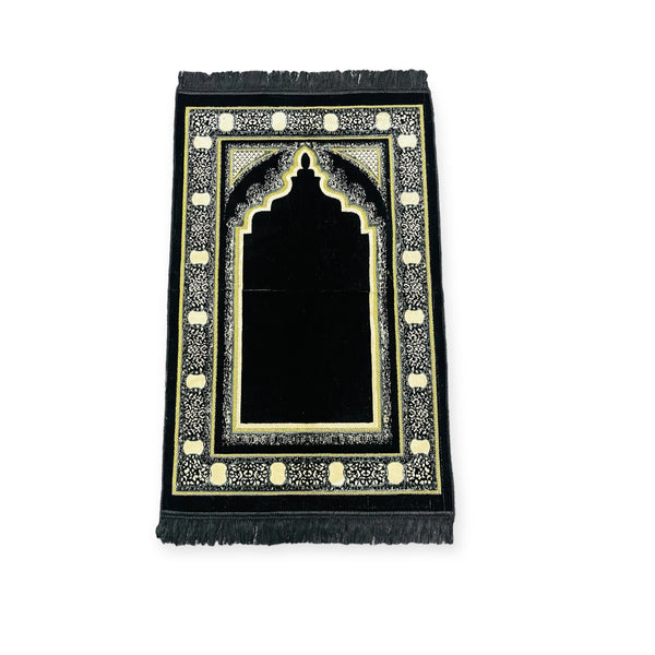 Jaynamaz salah prayer rug Turklish prayer mat Black-TheIslamicshop.com