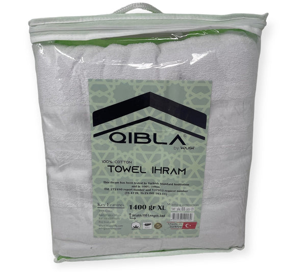1400gr XL Premium quality Qibla Ihram for Hajj and Umrah 2pcs 110cmX240cm-theislamicshop.com