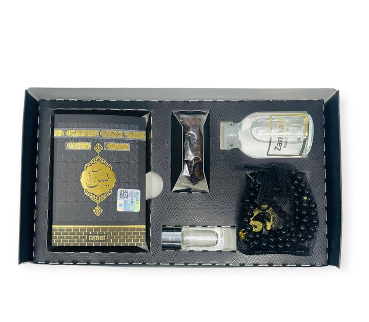 Islamic Gift Box Tasbeeh, Zamzam Water, Attar, Dates &Yaseen books Black-Theislamicshop.com