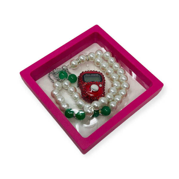 Islamic Tasbih Beads 99 and Digtal Counter Gift Set Pink-theislamicshop.com