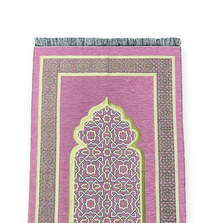 Chenille Embroidered Islamic Prayer Mat Dynasty - Pink-TheIslamicshop.com