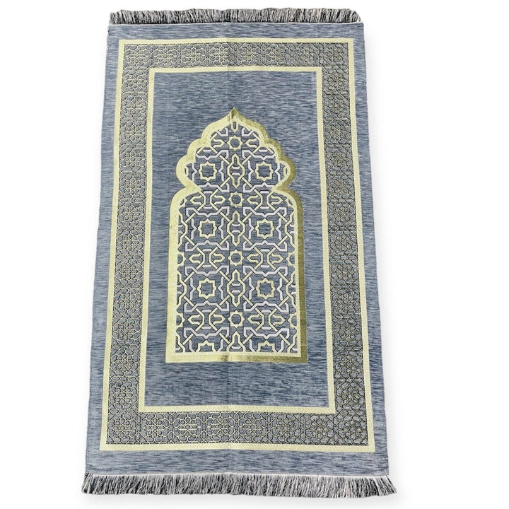 Chenille Embroidered Islamic Prayer Mat Dynasty -Blue-TheIslamicshop.com