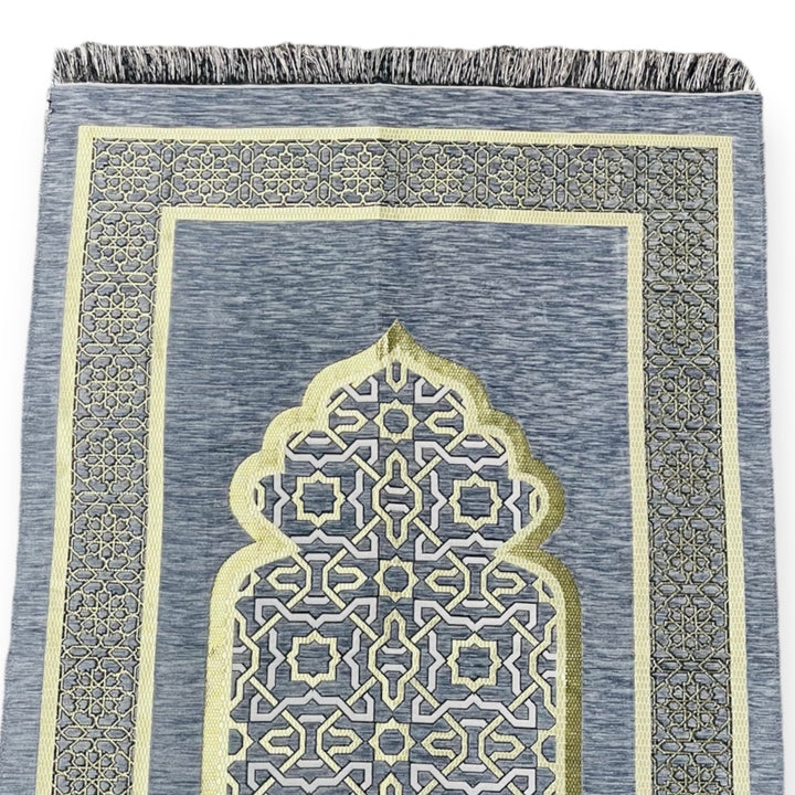 Chenille Embroidered Islamic Prayer Mat Dynasty -Blue-TheIslamicshop.com