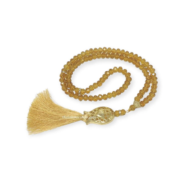Yellow Crystal Prayer Beads, Tasbih, Misbaha, Eid Islamic Gift, worry beads