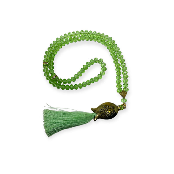 Green Crystal Prayer Beads, Tasbih, Misbaha, Eid Islamic Gift, worry beads
