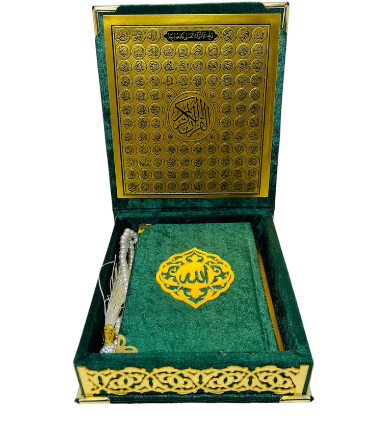 A Beautiful Quran or Tasbeeh with gift box Green-theislamicshop.com