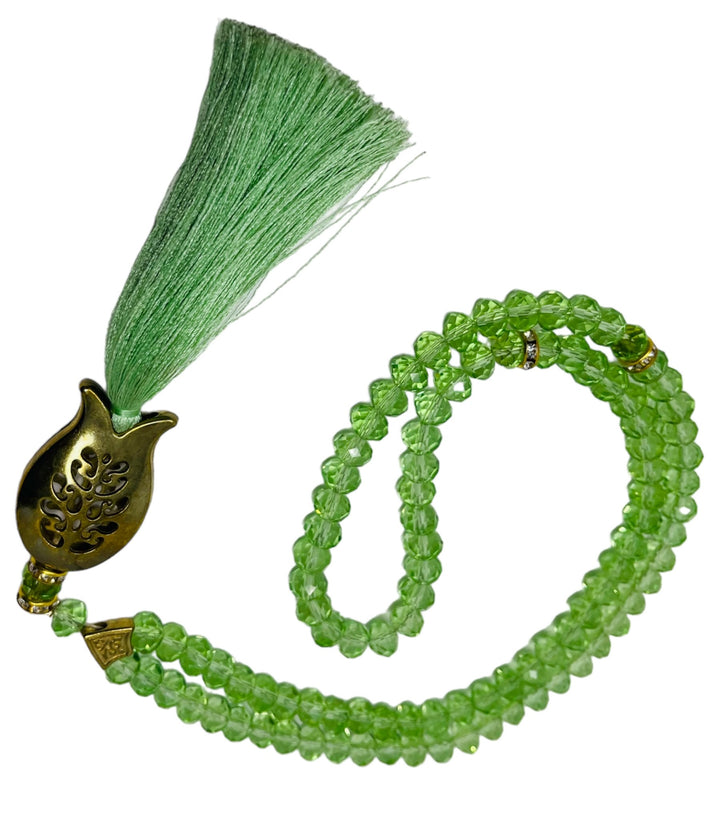 Green Crystal Prayer Beads, Tasbih, Misbaha, Eid Islamic Gift, worry beads-theislamicshop.com