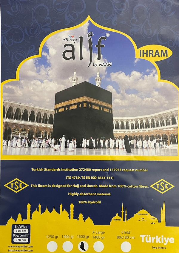 Premium quality Alif Ihram for Hajj and Umrah 2pcs 220cmx110cm 1500gr-theislamicshop.com