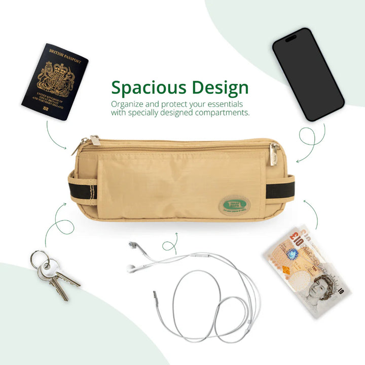 Multiple compartments of Anti-Theft Waist Bag & Ihram Belt