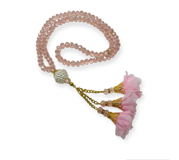 Crystal 99 Prayer Beads, Tasbih, Misbaha, Pink-theislamicshop.com
