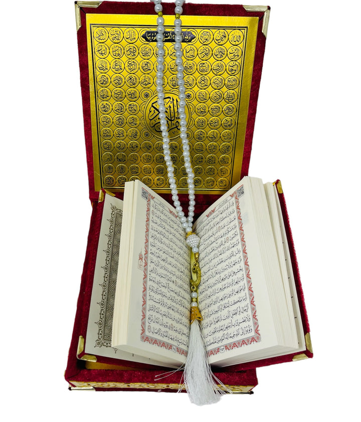 A Beautiful Quran or Tasbeeh with gift box RED-theislamicshop.com