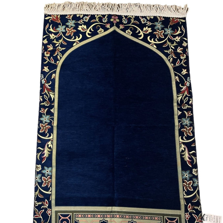 Masjid Nabawi design chenille  prayer mat Good Quality Blue-TheIslamicshop.com