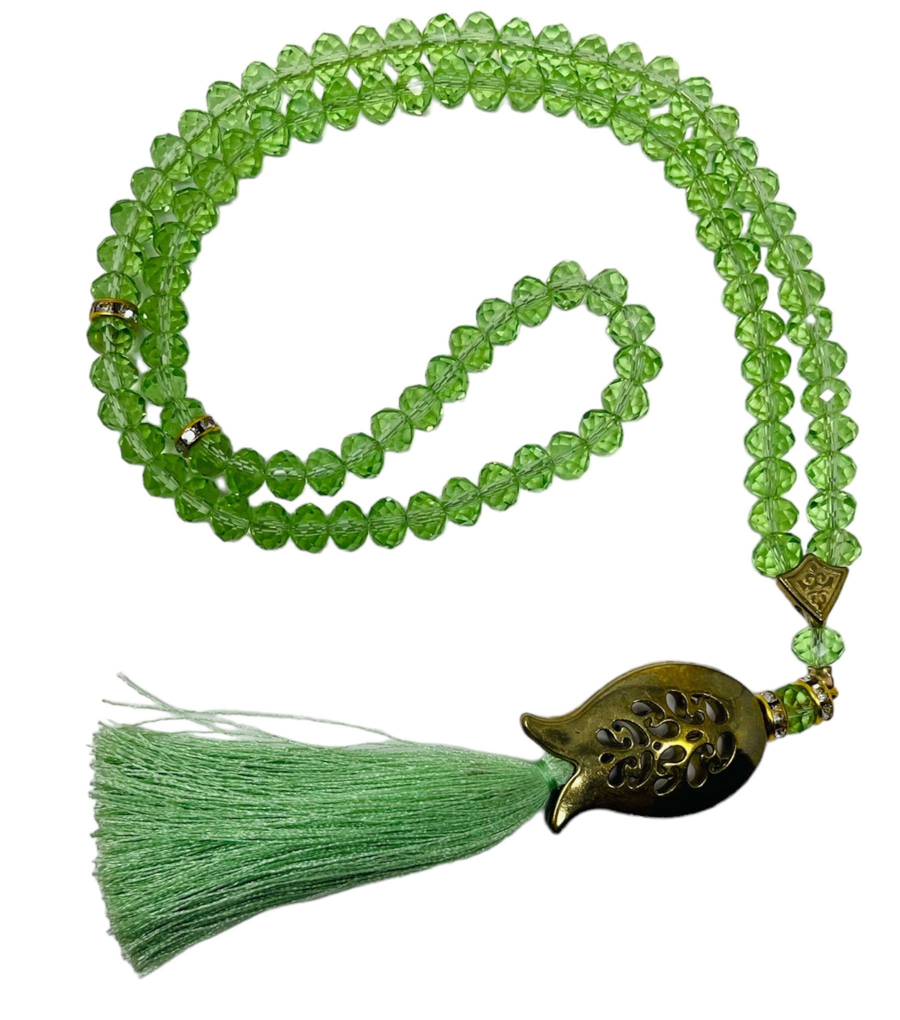 Green Crystal Prayer Beads, Tasbih, Misbaha, Eid Islamic Gift, worry ...