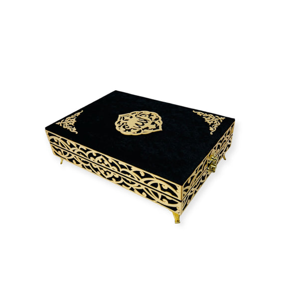 Velvet Wooden Box Quran, Indo Pak 15 line Quran With Tasbeeh-theislamicshop.com